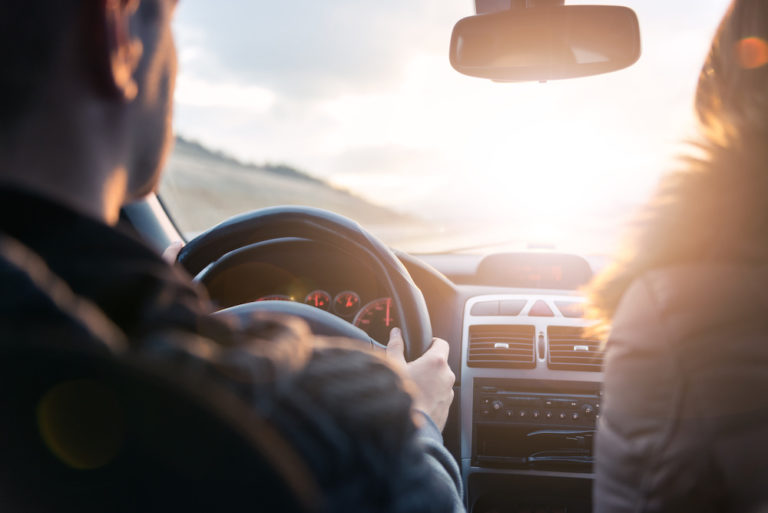 Couple driving